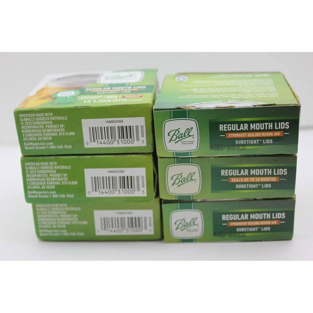 Ball Regular Mouth Lids SureTight 1440031050 Silver 6 Boxes 72‎ Count Total NEW